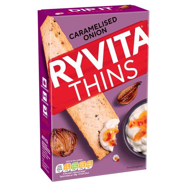 Ryvita Thins Caramelised Onion Flatbread Crackers 120g