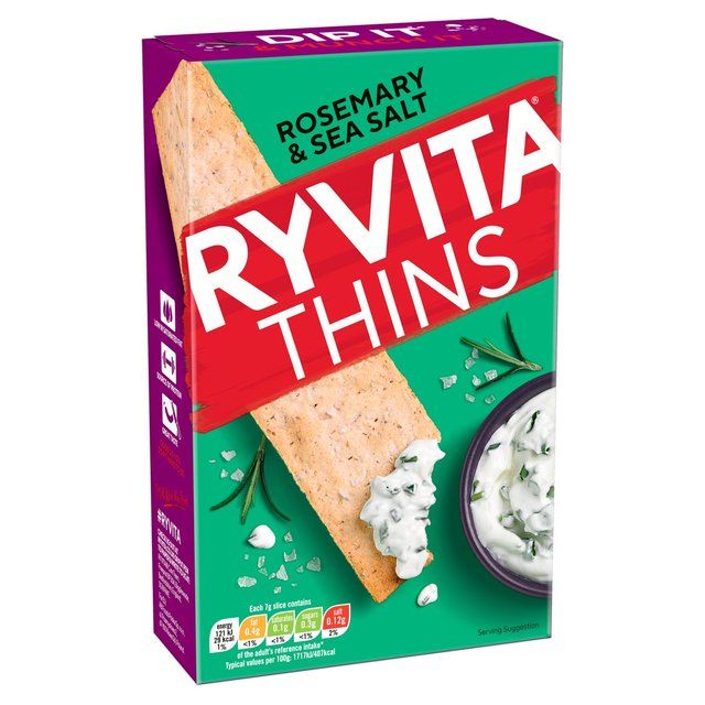 Ryvita Thins Rosemary & Sea Salt Flatbread Crackers 125g