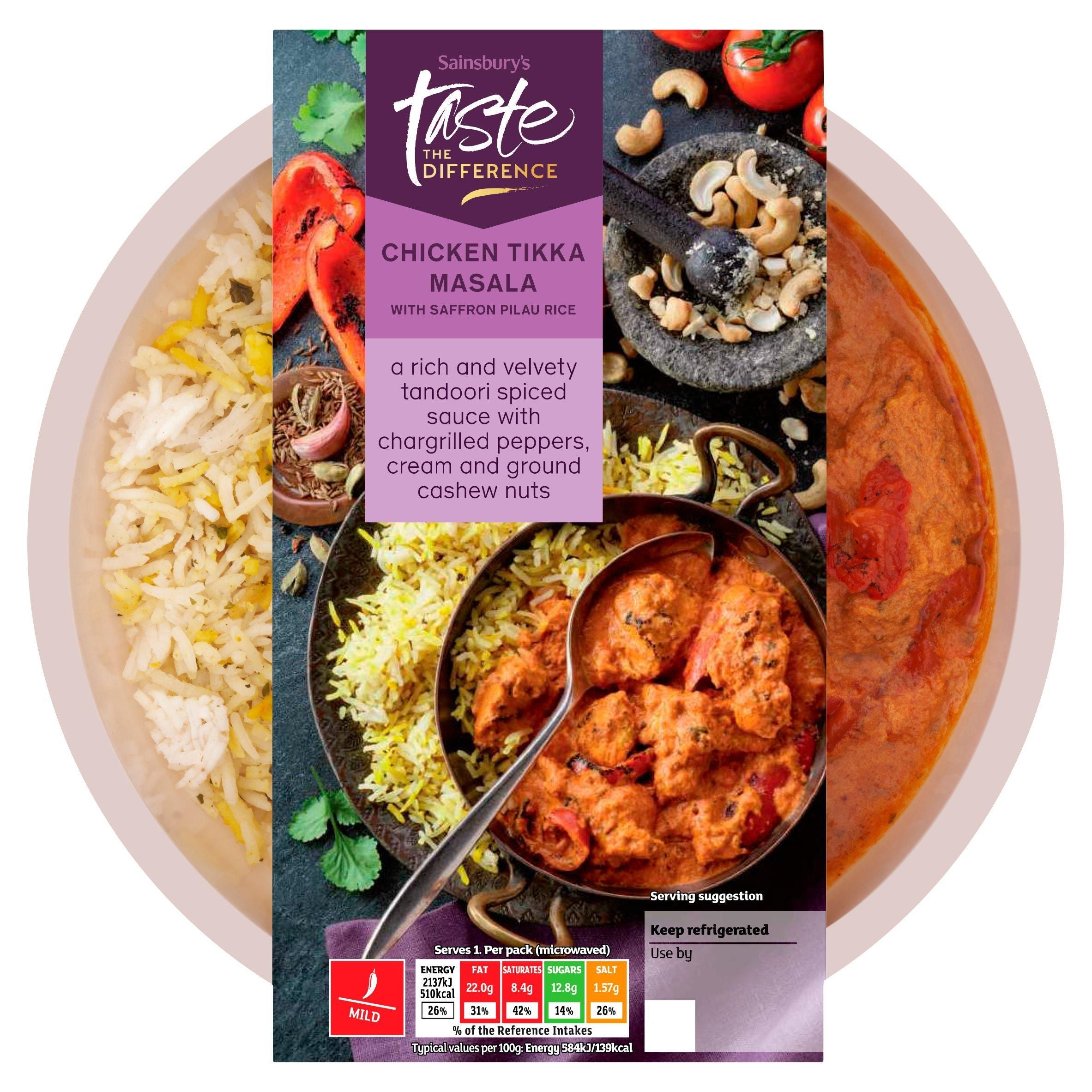 Sainsbury's Chicken Tikka Masala with Pilau Rice, Taste the Difference Ready Meal for 1 400g