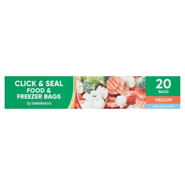 Sainsbury's Food & Freezer Bags, Medium Reseal 30x26cm x20