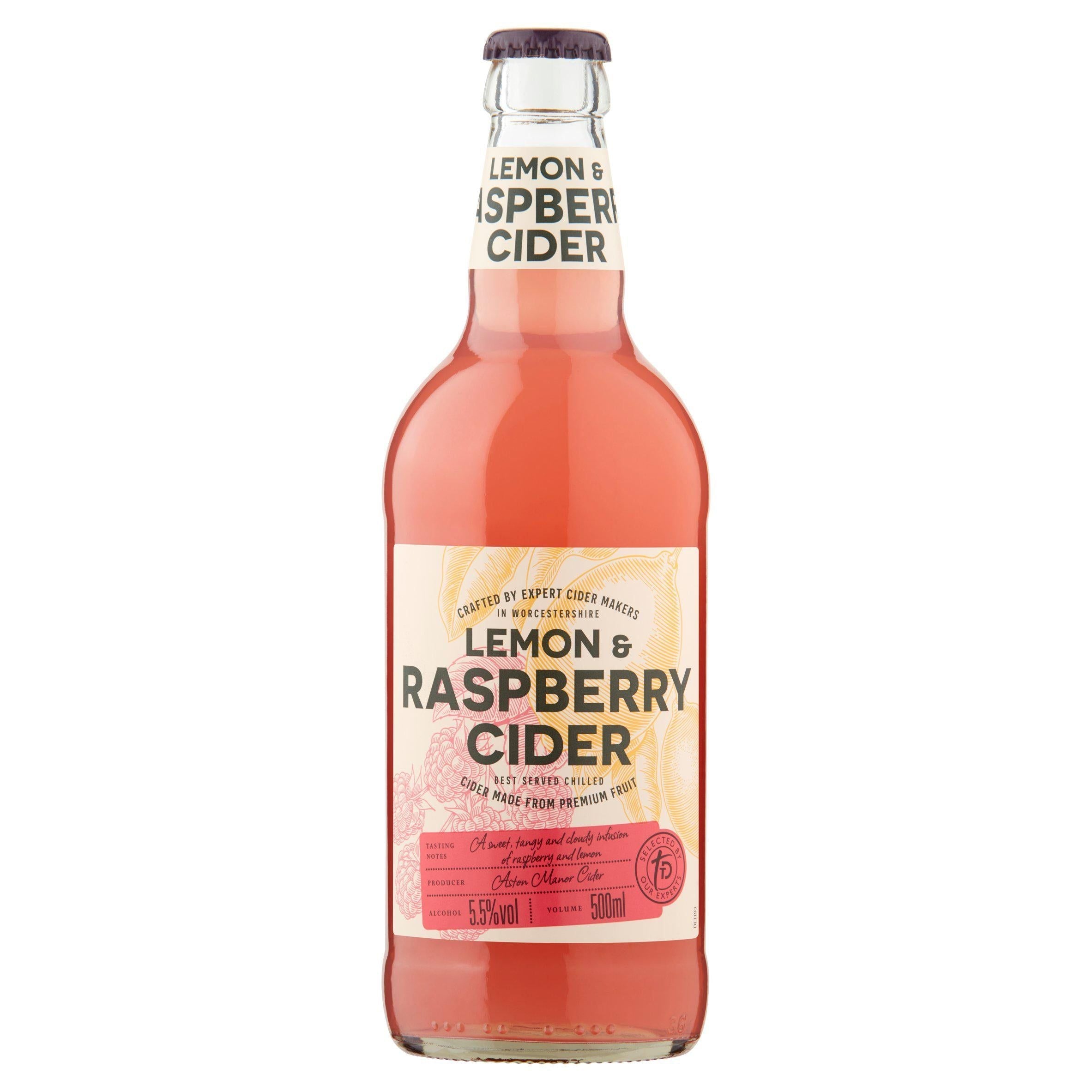 Sainsbury's Lemon & Raspberry Fruit Cider, Taste the Difference 500ml