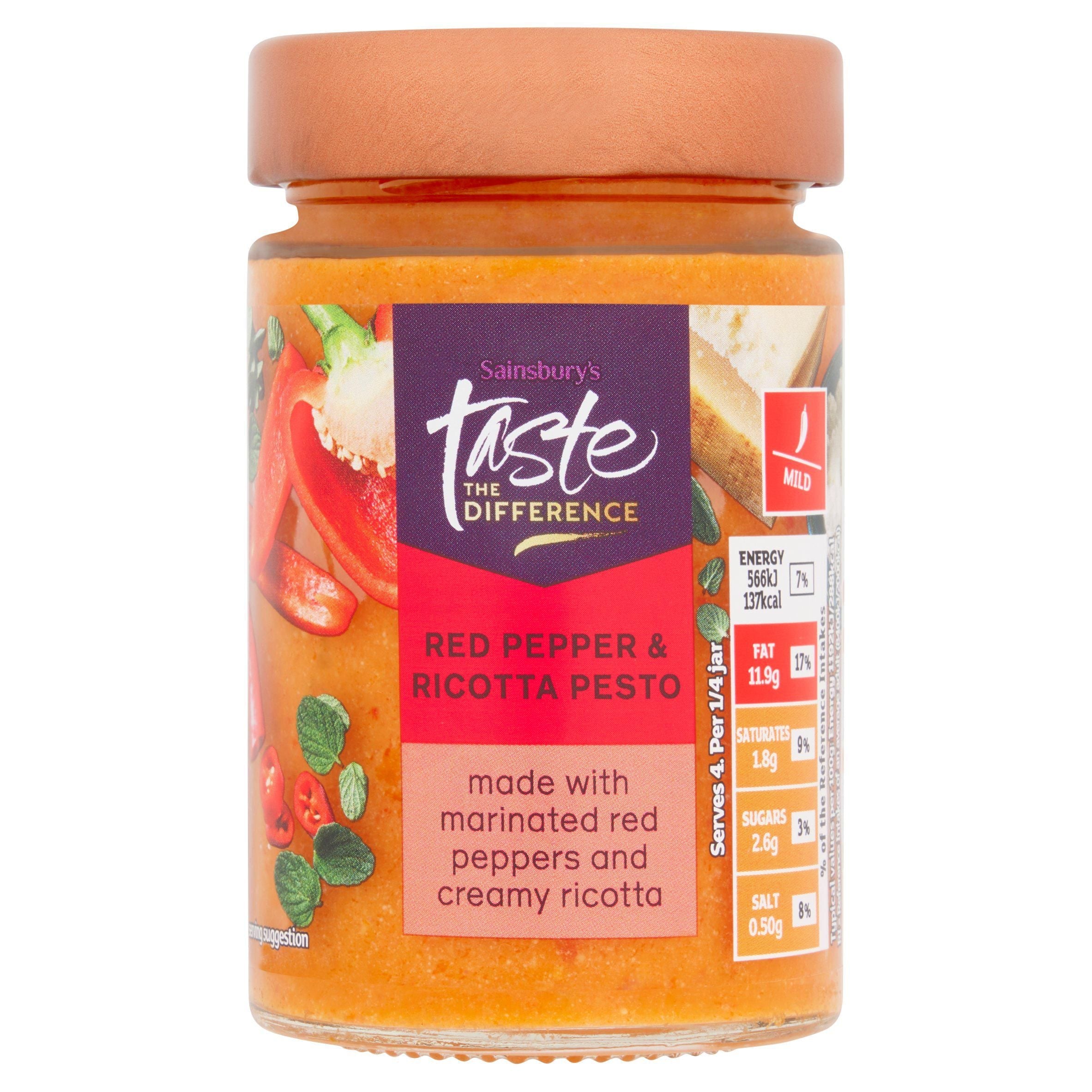 Sainsbury's Red Pepper & Ricotta Pesto, Taste the Difference 190g