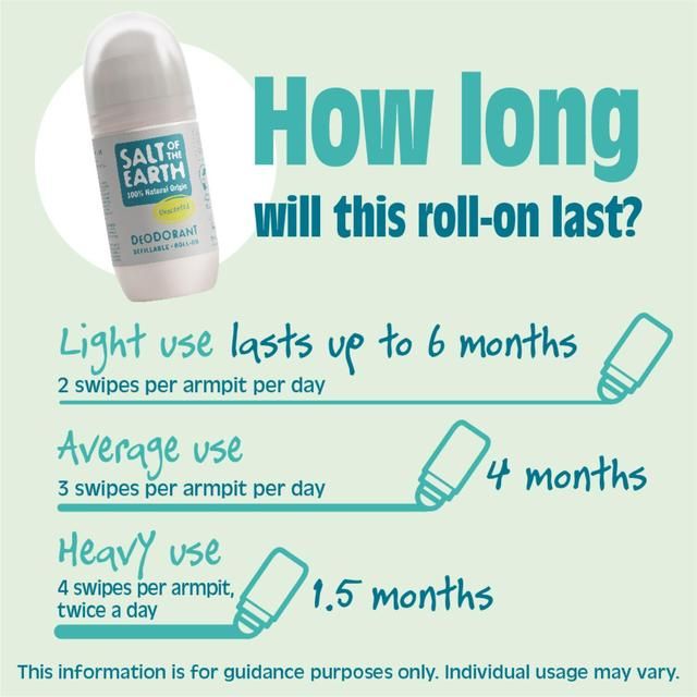 Salt of the Earth Unscented Natural Deodorant Refillable Roll-on 75ml