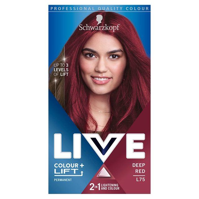Schwarzkopf LIVE Long-Lasting Permanent Red Hair Dye Deep Red L75 115g