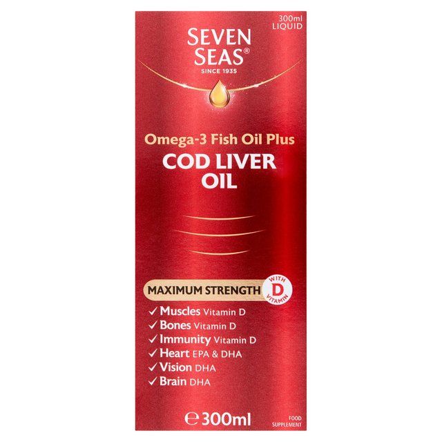 Seven Seas Cod Liver Oil Plus Omega-3 Maximum Strength Liquid 300ml