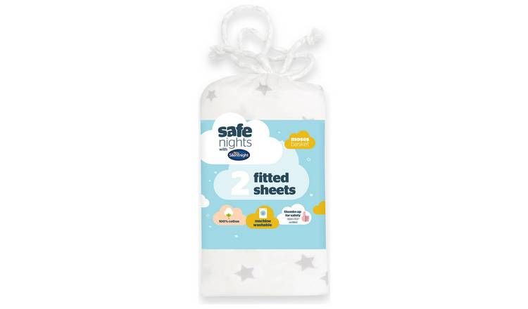 Silentnight Safe Nights Nursery Grey Fitted Sheets - Moses
