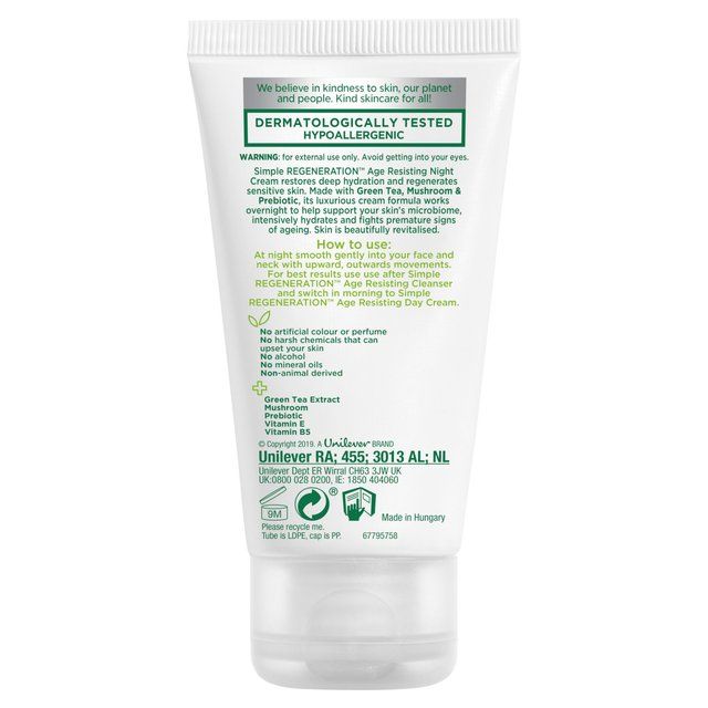 Simple Kind To Skin Regeneration Age Resisting Night Cream 50ml