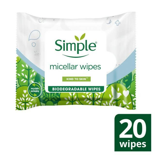Simple Kind to Skin Water Boost Micellar Biodegradable Cleansing Facial Wipes x20