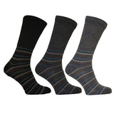 Simply s Mens Extra Wide Striped Socks (Pack Of 3) (6-11) Shades of Grey / 0.20EA