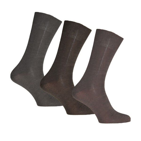 Simply s Mens Super Soft Bamboo Socks (Pack Of 3) (6-11) Shades of Brown / 1EA