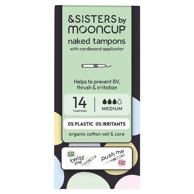 &SISTERS by Mooncup Organic Cotton Eco-applicator Tampons Medium 14 per pack