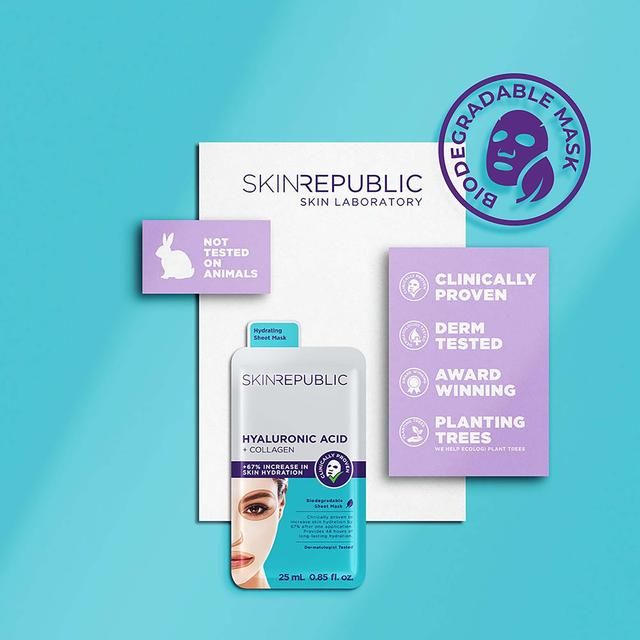 Skin Republic Biodegradable Hyaluronic Acid + Collagen Sheet Face Mask