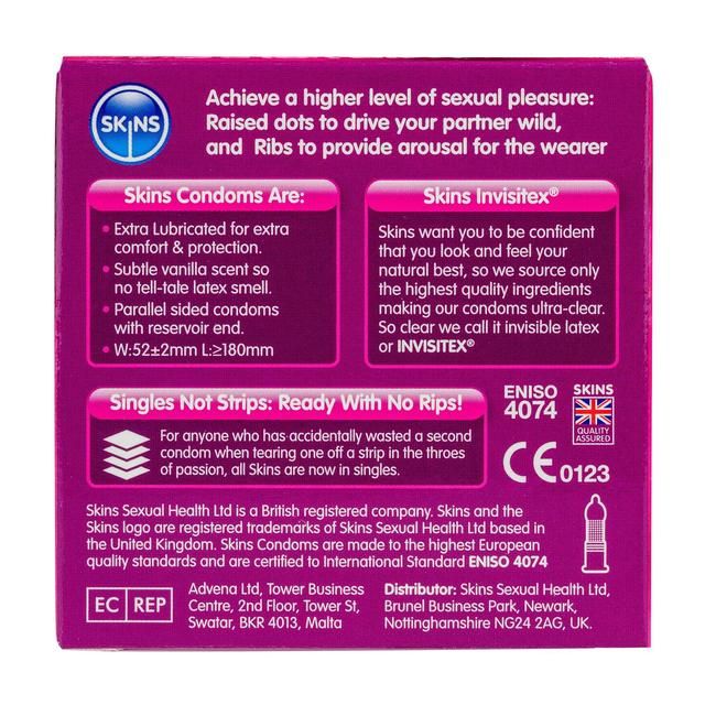 Skins Dots & Ribs Condoms 16 per pack