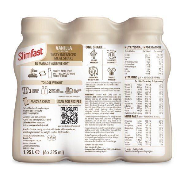SlimFast Milkshake Multipack Bottle Vanilla 6x325ml