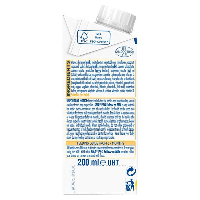 SMA Pro 2 Follow-on Milk Ready to Use 6 mths+ 200ml