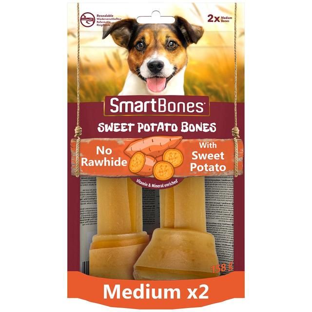 SmartBones 2 Medium Sweet Potato Rawhide Free Bone Dog Treats 158g