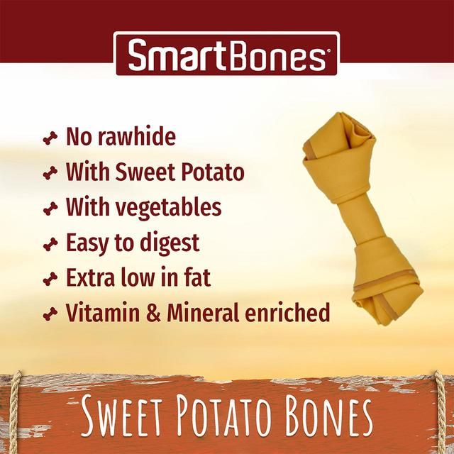 SmartBones 8 Mini Sweet Potato Rawhide Free Bones Dog Treats 128g
