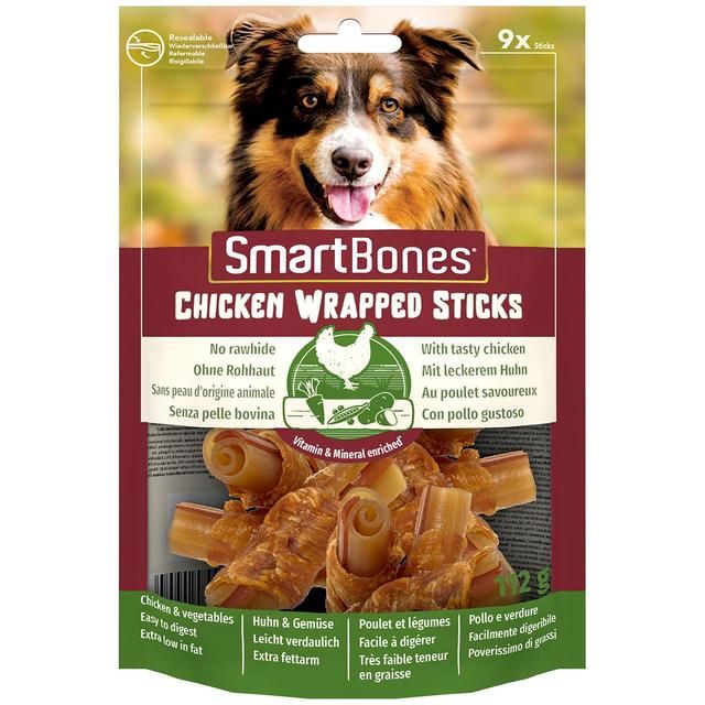 SmartBones 9 Mini Chicken Wrapped Rawhide Free Sticks Dog Treats 9 per pack