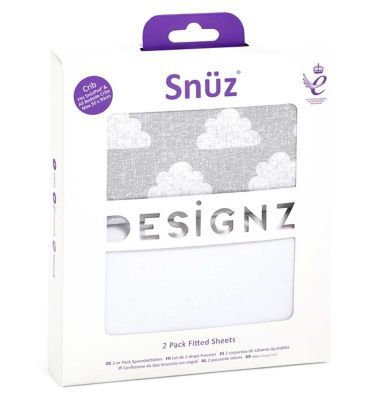 Snuz Twin Pack Fitted Crib Sheets - Cloud