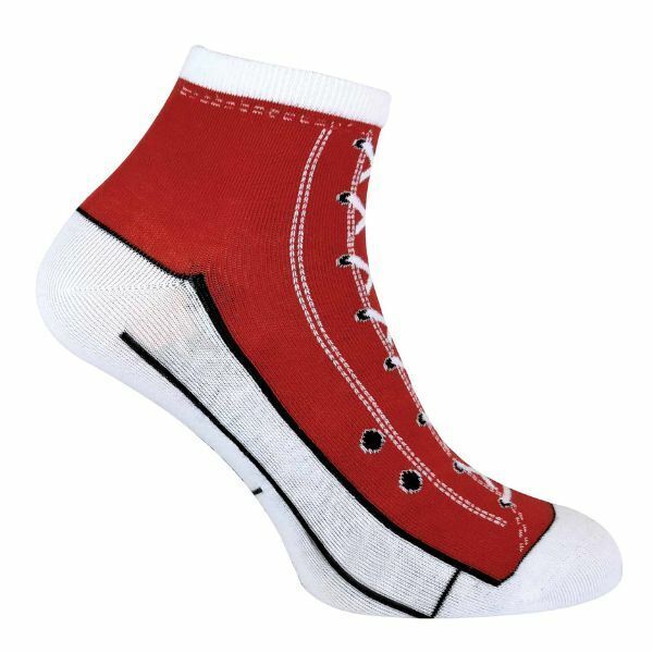 Sock Snob 2 Pairs Cotton Socks That Look Like Shoes 4-7 UK Red / 3EA