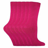 Sock Snob 6 Pairs Ladies Plain Coloured Cotton Socks 4-7 UK PL30 Deep Fuchsia / 6EA