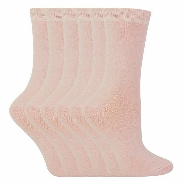 Sock Snob 6 Pk Childrens Solid Colour Cotton Socks 12-3 UK Light Pink / 6EA