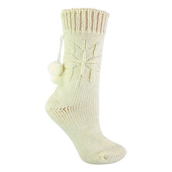 Sock Snob Ladies Alpaca Wool Bed Socks with Pom Pom 4-8 UK