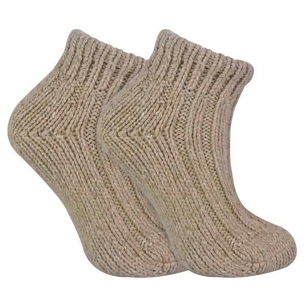 Sock Snob Ladies Chunky Knit Wool Ankle Boot Socks 4-8 UK Oat / 1EA