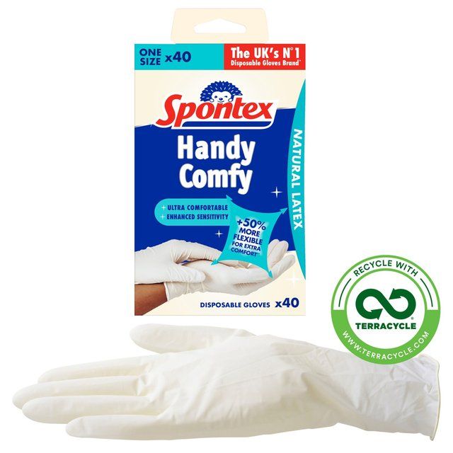 Spontex Comfortable Latex Disposable Gloves 40 per pack