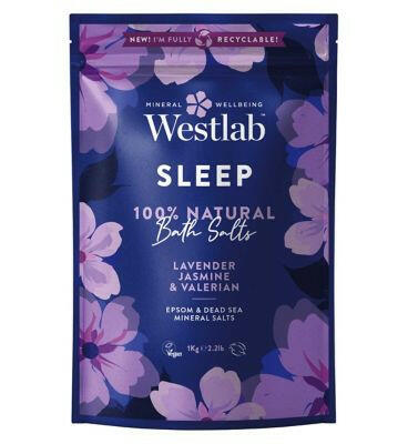 Westlab Sleep Epsom Bath Salts with Lavender 1kg Sleep & Relaxation Boots