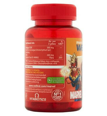 Vitabiotics WellKid Marvel Vitamin D & Omega-3 50 Vegan Soft Jellies Vitamins, Minerals & Supplements Boots