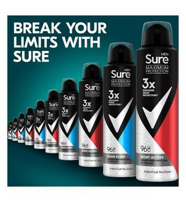 Sure Men Maximum Protection Sport Active Anti-perspirant Deodorant Aerosol 150 ml Men's Toiletries Boots