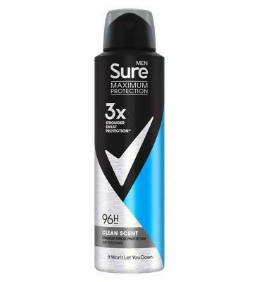 Sure Men Maximum Protection Clean Scent Anti-perspirant Deodorant Aerosol 150 ml Men's Toiletries Boots