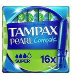 Tampax Pearl Compak Super Tampons With Applicator x16 Women's Toiletries Boots