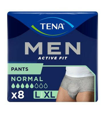 Tena Men Active Fit Incontinence Pants Normal Grey Size Large/XL 8 Pack Health Care Boots