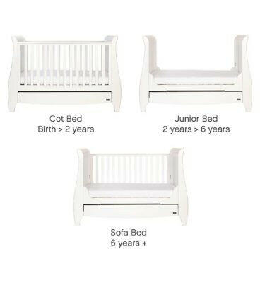 Tutti Bambini Lucas Sleigh 3 in 1 Cot Bed - White GOODS Boots