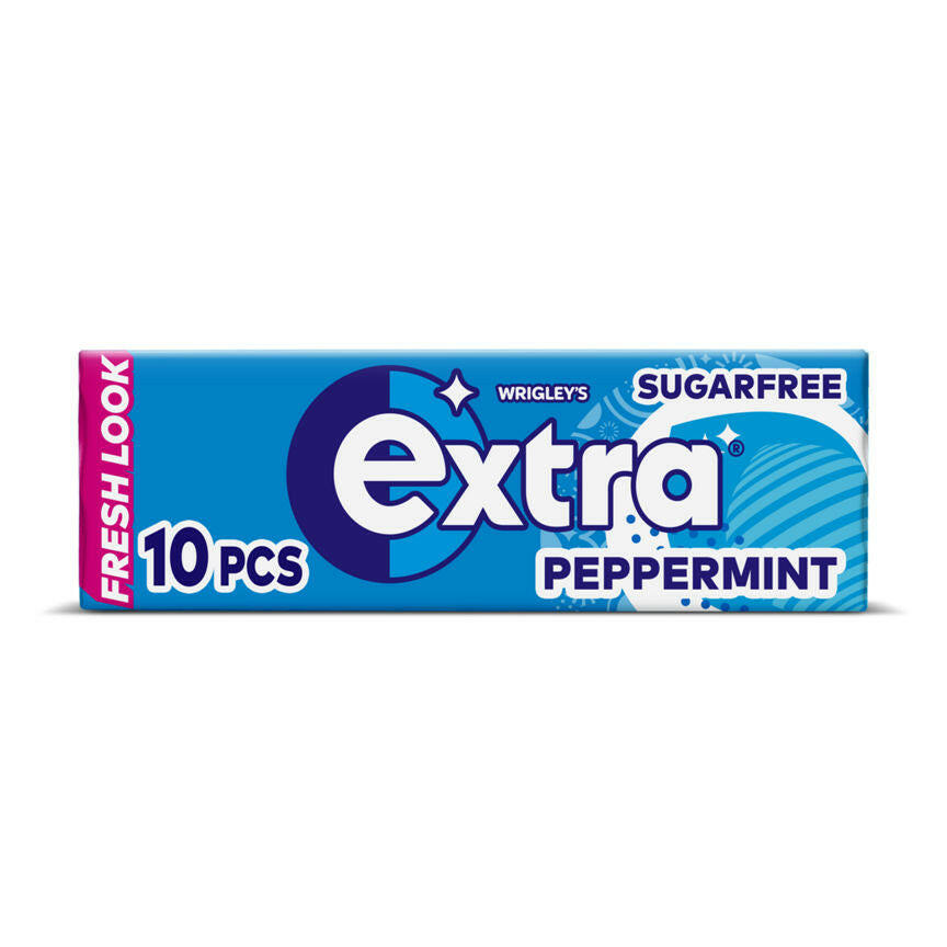 Wrigley's Extra Peppermint Chewing Gum Sugar Free 10 Pieces Snacks & Confectionery ASDA