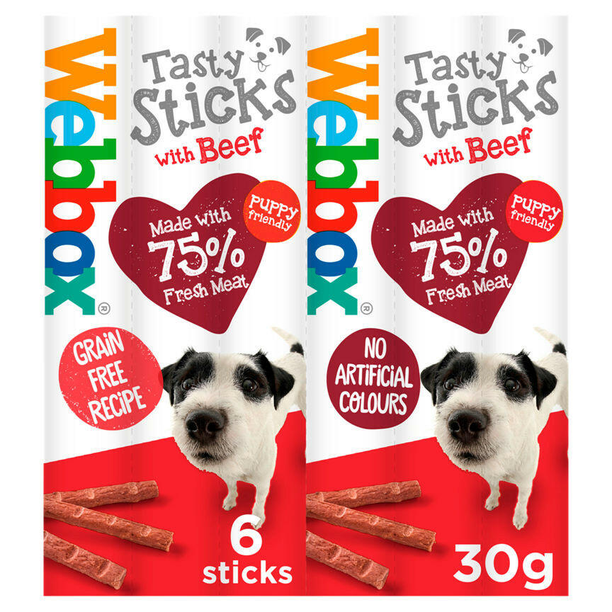 Webbox Dogs Delight with Beef Tasty Sticks Dog Treats 6 Pack Dog Food & Accessories ASDA