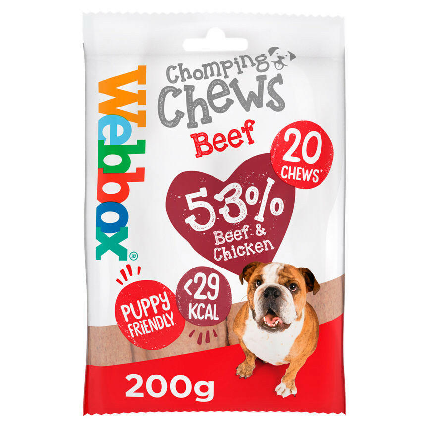 Webbox Chomping Chews with Beef Dog Treats 20 Pack Dog Food & Accessories ASDA