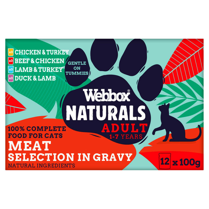 Webbox Premium Natural Meat Selection in Gravy Adult Cat Food Pouches Cat Food & Accessories ASDA