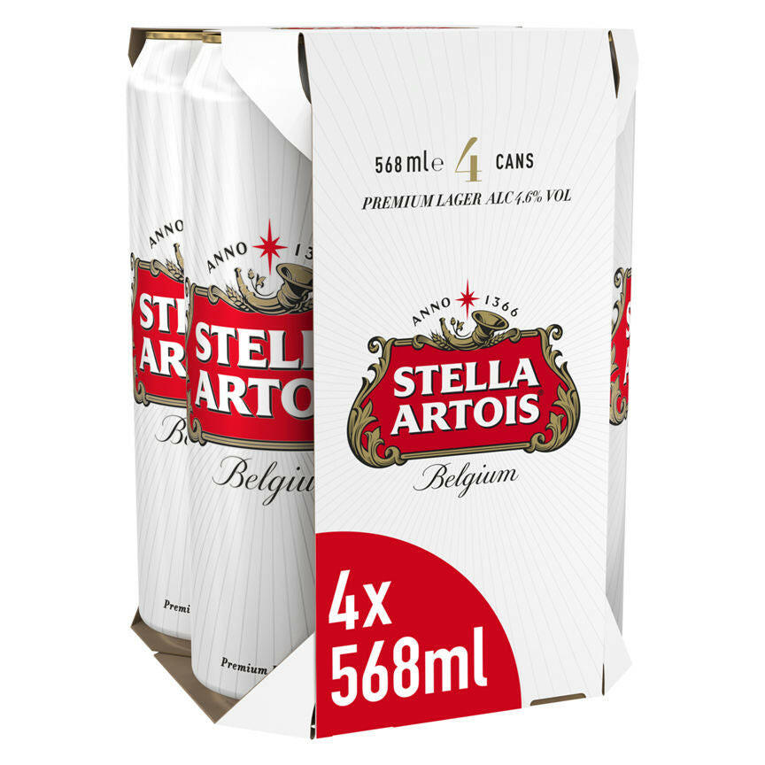 Stella Artois Belgium Premium Lager 4 Pack Beer & Cider ASDA