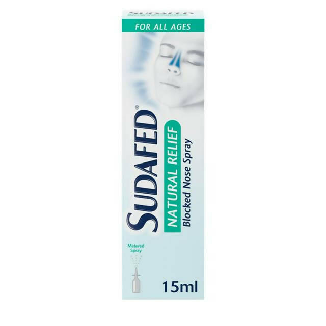 Sudafed Natural Relief Blocked Nose Spray - 15ml cough cold & flu Boots