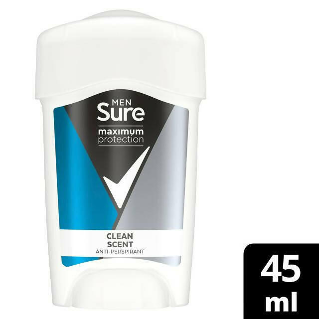 Sure Men Maximum Protection Anti-Perspirant Cream Stick Deodorant, Clean Scent 45ml deodorants & body sprays Sainsburys