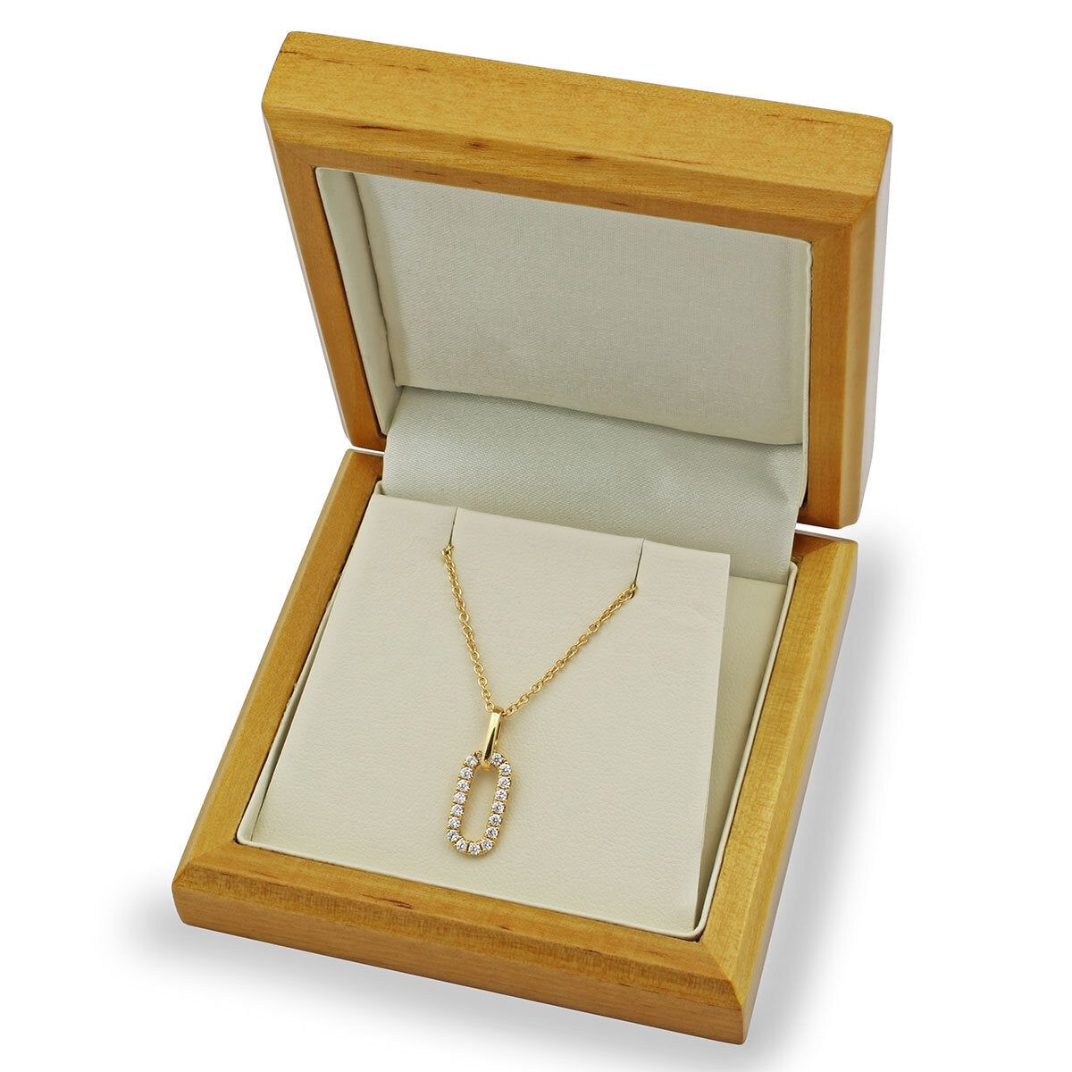 0.27ctw Round Brilliant Cut Diamond Paperclip Pendant, 14ct Yellow Gold