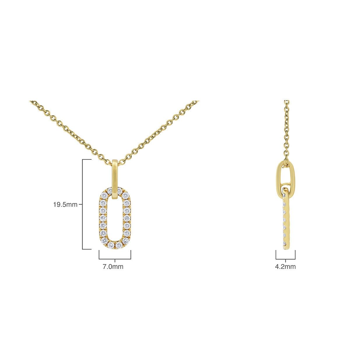 0.27ctw Round Brilliant Cut Diamond Paperclip Pendant, 14ct Yellow Gold