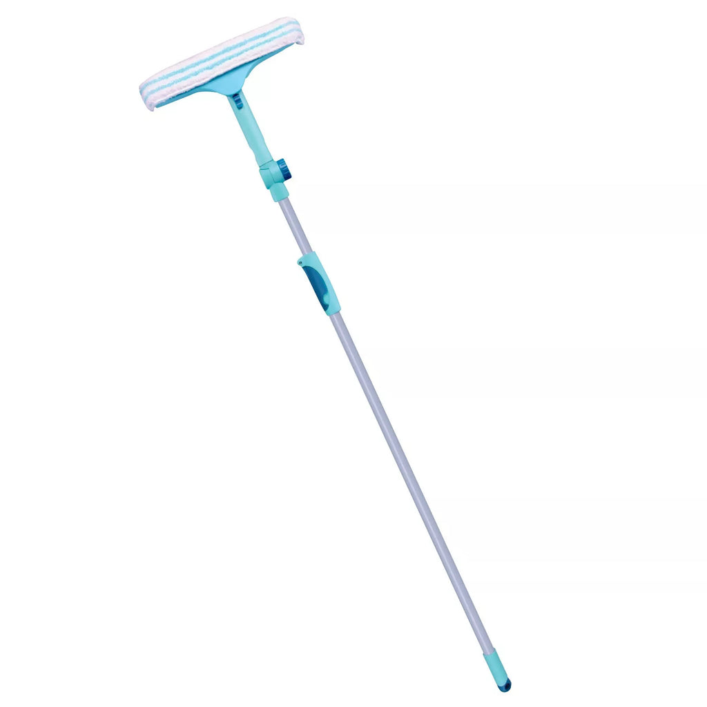 Leifheit Telescopic Window Cleaner with Removable Microfibre Coth and Squeegee Head, 2m