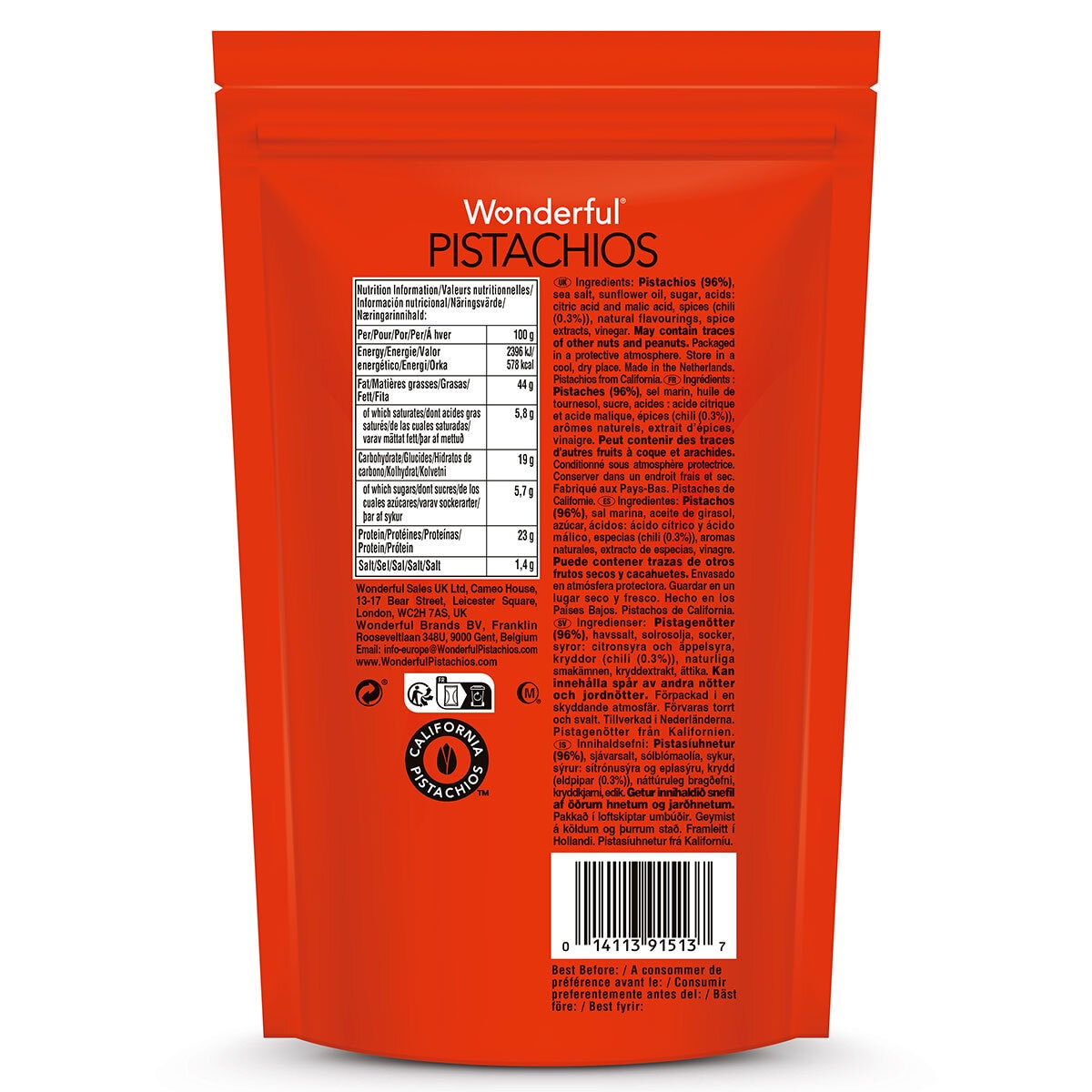 Wonderful Chili Roasted Pistachios, 625g - McGrocer