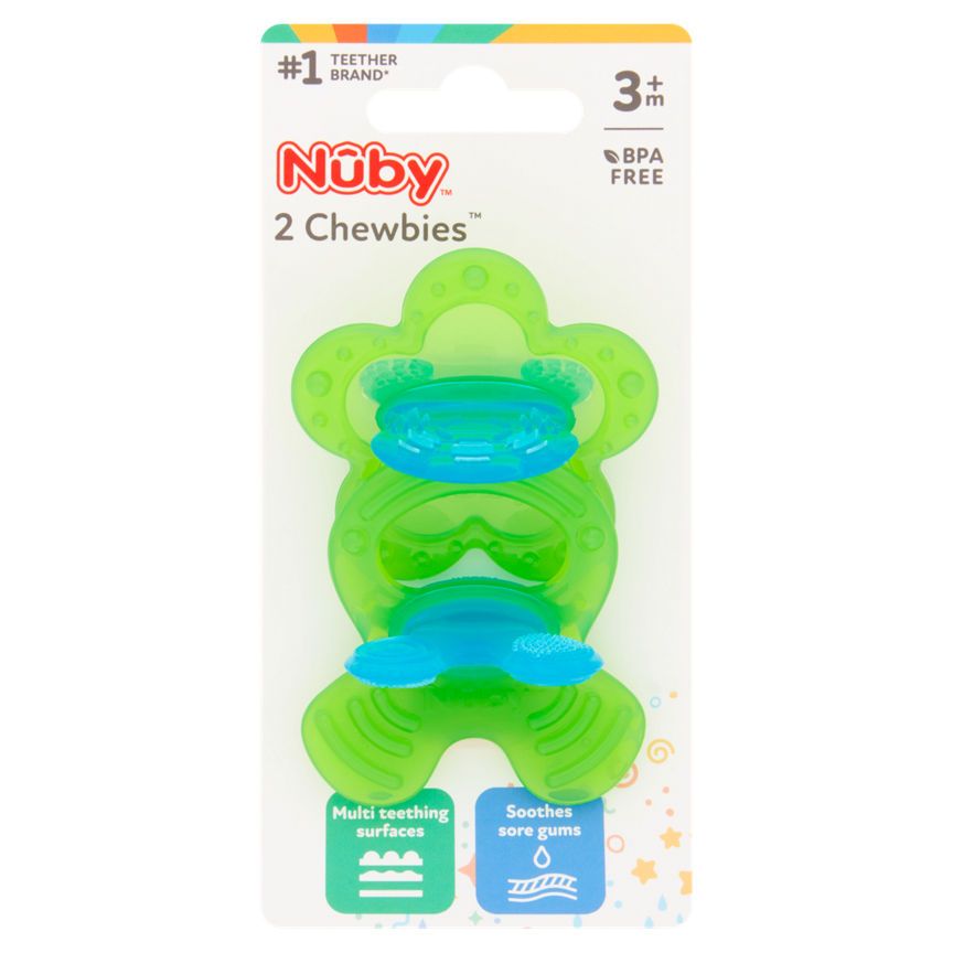 Nuby Chewbies 2 Extra Soft Silicone Teethers 3m+ GOODS ASDA   