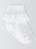 John Lewis Baby Organic Cotton Rich Lace Trim Socks, Pack of 3