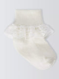 John Lewis Baby Organic Cotton Rich Lace Trim Socks, Pack of 3